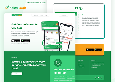 Adiza - Food delivery app | landing page delivery app food homepage landing page marketing menu mobile app neo brutalism ordering restaurant