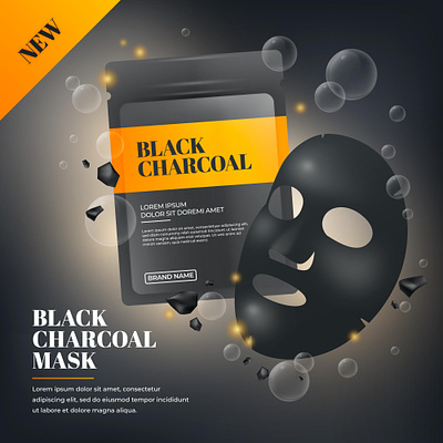 Black Charcoal Mask 3d black charcoal mask branding graphic design logo motion graphics