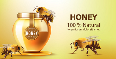 HONEY 100% NATURAL 3d branding graphic design honey 100 natural logo motion graphics