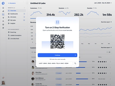 2FA modal QR code — Untitled UI 2 step authentication 2 step verification 2fa minimal minimalism modal popup product design qr qr code scan ui ui design user interface verification code