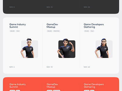 Event cards avatar clean ui event ui web webdesign