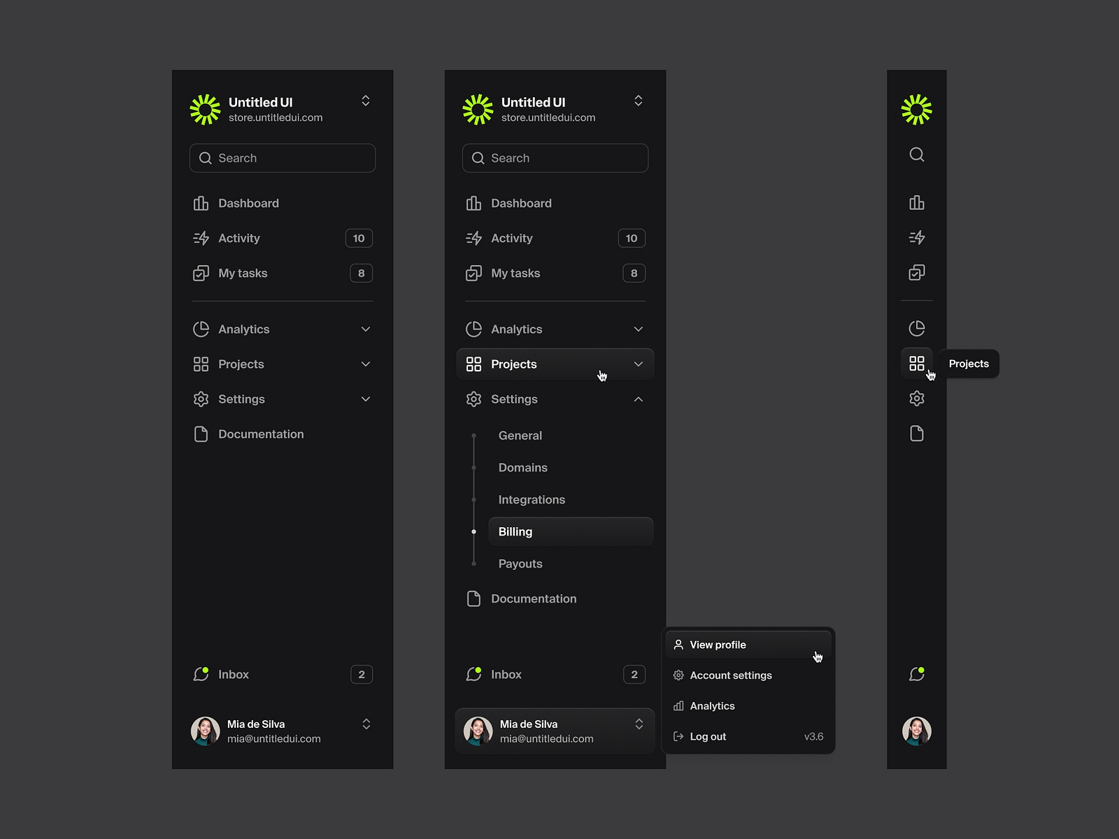 Sidebar nav — Untitled UI by Jordan Hughes® on Dribbble