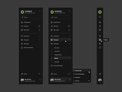 Sidebar nav — Untitled UI dark mode dark nav menu nav navigation popout menu product design side navigation sidebar nav sidenav ui ui design user interface