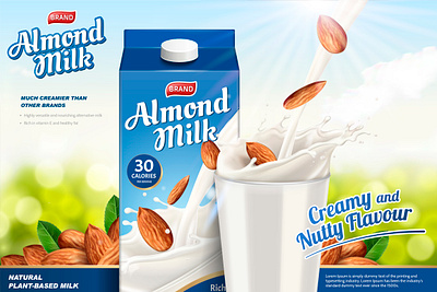 ALMOND MILK 3d almond milk graphic design logo