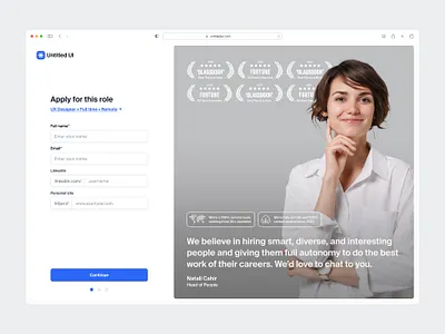 Apply for this role — Untitled UI application application form apply for job ats contact form form job application job form linkedin minimal testimonial ui design web design