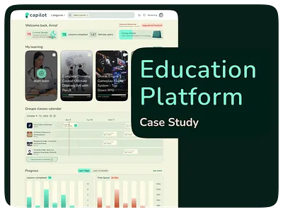 Education Platform app case study casestudy dekstop education figma frames free file google design graphic design green material design md3 pc typography ui ux ux design