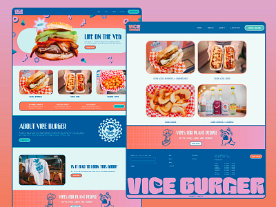 Vice Burger Website brand branding burger design fast food graphic design illustration inking logo restaurant ui ux vegan vegetarian vice burger website