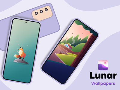 Lunar Wallpapers android android app app beautiful design developer dribbble fox graphic art house illustration ui wallpaper wallpapers