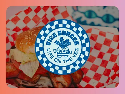 Vice Burger Badge 80s badge brand branding burger design drawing graphic design illustration impossible burger leaf logo miami vice restaurant retro ui ux vegan vegetable vegetarian