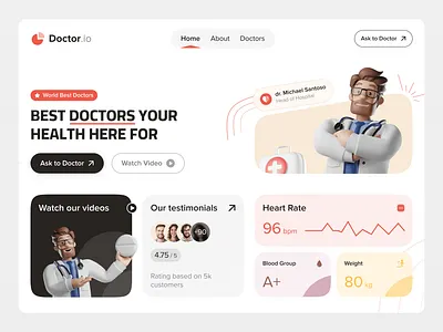 Doctor.io Website design figma freelance interface landing page modern photoshop trands ui ux uxui design web design website