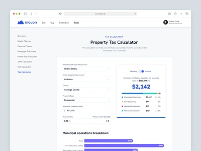 Mouon Real Estate Website - Tax Calculator calculator dashboard calculator finance home sale calculator landing page loan loan calculator mortgage mortgage calculator mortgage website mortgages planner property property selling real estate real estate website saas tax tax caclulator website