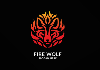 Fire Wolf Logo animal branding design fire graphic design illustration logo typography wolf