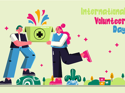 Flat Background International Volunteer Day Illustration activity background celebration community day employee event family illustration social vector volunteer