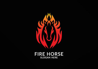 Fire Horse Logo animal branding design fire graphic design horse illustration logo typography vector