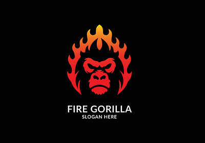 Fire Gorilla Logo animal branding design fire gorilla graphic design illustration logo typography vector