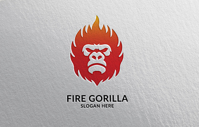 Fire Gorilla Logo animal branding design fire gorilla graphic design illustration logo typography vector