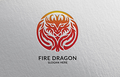 Fire Dragon Logo animal branding design dragon fire graphic design illustration logo typography vector