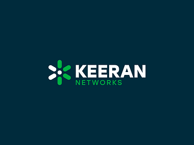 Keeran Networks beacon branding connect cybersecurity graphic design it light logo network protect rebrand symbol wordmark