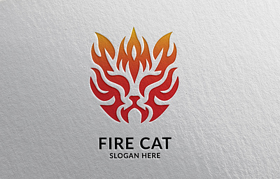 Fire Cat Logo animal branding cat design fire graphic design illustration logo typography vector