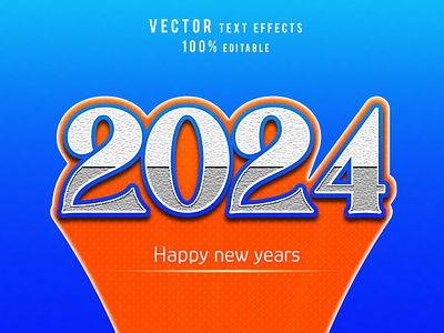 2024 Vector editable 3d text effect mockup style template 2024 3d 3d editable text effect 3d text 3d text effect branding design effects happy happy new year illustration new new year new year 2024 new year typography text logo typography