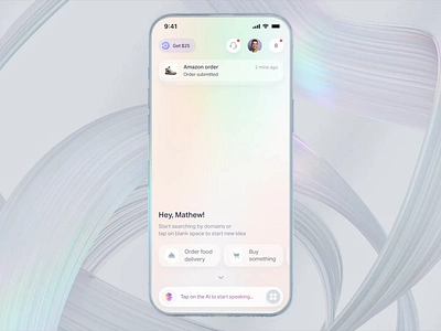 Voice interaction for AI app 3d ai animation branding c4d design gpt listening mockup motion openai reaction shopping speaking ui ux voice wave