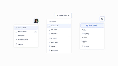 Dropdown Menus account component design dropdown filter lists product design saas settings typography ui ux