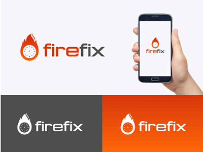 FireFix logo design. Fire with clock. Fire time app apps logo branding clock design fire gas graphic design illustration logo logo design oil quick time ui vector