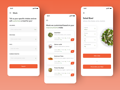 Personalized Meal App Design app cart clean design food foodapp mealplanning minimal personalizing suggestion textfields ui uiux ux