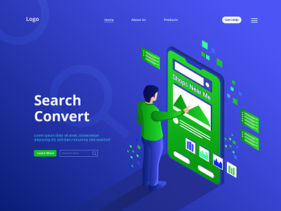 Search Convert Illustration character device digital illustration free hand illustration home page illustration illustration isometric isometric illustration man search convert ui elements ui graphics ui image uiux vector website graphics