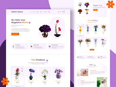 Ecommerce Flower Shop website clean e commerce ecommerce ecommerce website fashion store flower shop full website minimal online store shopify store ui