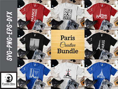 PARIS T-SHIRT DESIGNS VECTOR BUNDLE france graphic design paris t shirt vector
