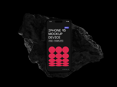 iPhone 15 pro – Device mockup black classic dark neobrutalism night rock