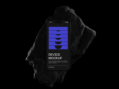 iPhone 15 pro – Device mockup brutalism dark illustration mobile mockup neo brutalism night rock template