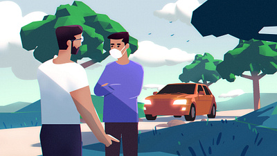 Explainer video Style-frame 2d animation b2b style frame car character characters cloud design environment explainer video illustration landscape style frame tree