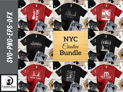 NYC T-SHIRT DESIGNS VECTOR BUNDLE bundle creative graphic design nyc t shirt vector