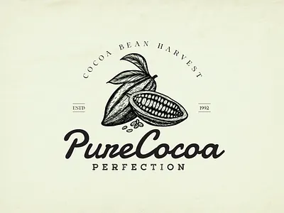 Pure Cocoa Perfection Logo Design 2d design bean branding chocolate cocoa cocoa logo design graphic design illustration logo vector