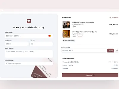 Checkout Screen for a Training Platform product design responsive design ui design ux design visual design