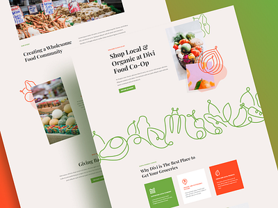 Food Co-Op design divi elegantthemes farm figma food food co op fresh organic ui user interface ux vegetables website design zaib