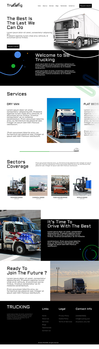 Trucking website design booking design responsive design trucking ui ux web design