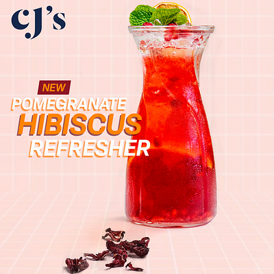 Pomegranate Hibiscus Refresher ai branding design digital drink graphic design illustration logo photoshop poster red