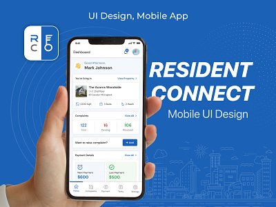 Resident Connect App app design booking branding experience figma mobile mobile app property resident residential ui ui design uiux user experience user interface vendor
