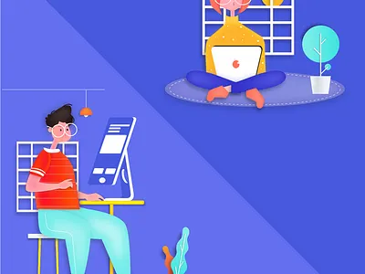 Workstation artist character graphicdesign vector