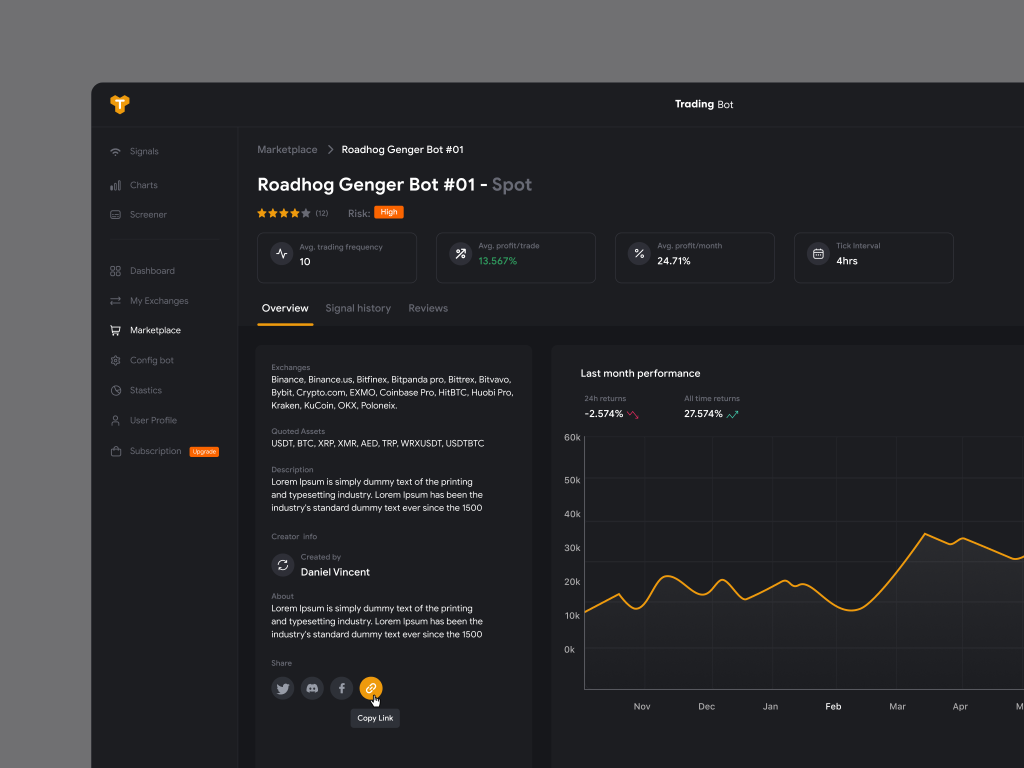 Trading Bot Detail Page By Vinoth For NEXTAZY On Dribbble