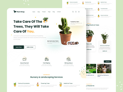 Plant Shop Landing Page clean garden landing page nursery online plant plant care plant landing page plant order plant shop plant shop landing page plant website plants pot trees ui ux web design website design