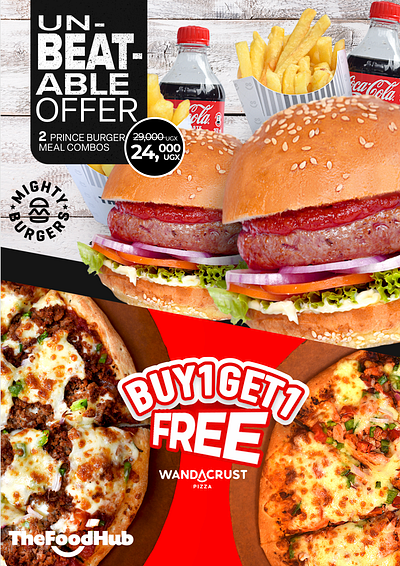 Burgers & Pizzas ai branding design flyer food graphic design illustration leaflet menu offer poster prompt restaurant