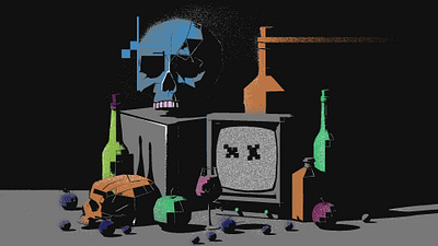 Nature Muerto #1 dark error experimental glitch illustration muerto naturemorte skulls