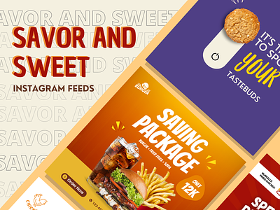 🍟🍔🍪SAVOR & SWEET - Instagram Post Feeds Inspiration branding foods graphic design instagram