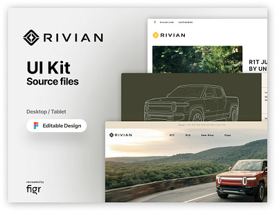 Rivian Web UI (Recreated) branding car car website design ecommerce editable electric car figma free interface kit rivian template tesla ui ui kit ui ux web app web design website