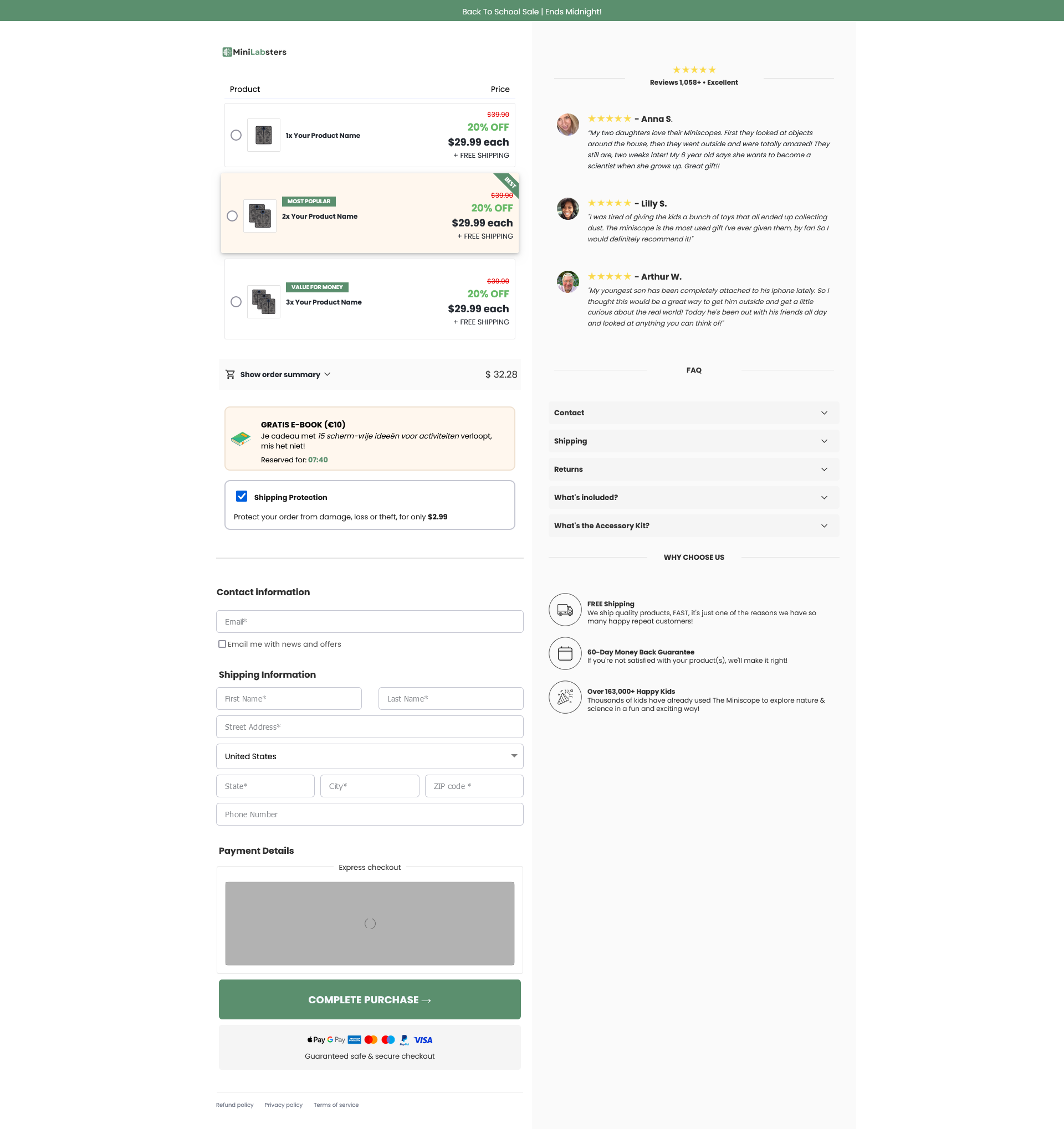 MiniLabsters Ready Made Checkout Page on Funnelish & CheckoutCha funnelish checkout page funnelish ready made funnel funnelish ready made template funnelish template high converting checkout page most popular funnelish template sales funnel