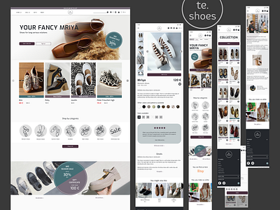 On-line store for Te.Shoes. Web, mobile, tablet. app design graphic design illustration ui ux